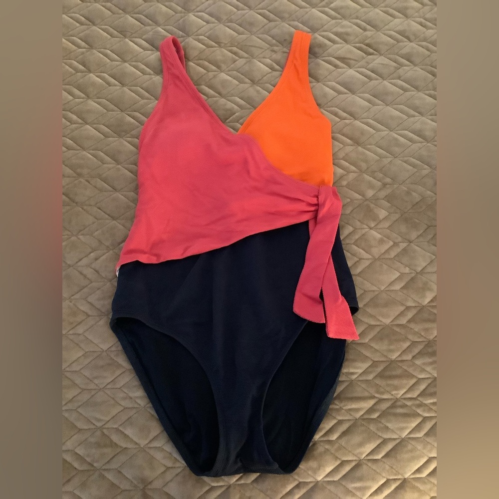Tommy Bahama Pink, Orange, and Navy One Piece Swimsuit